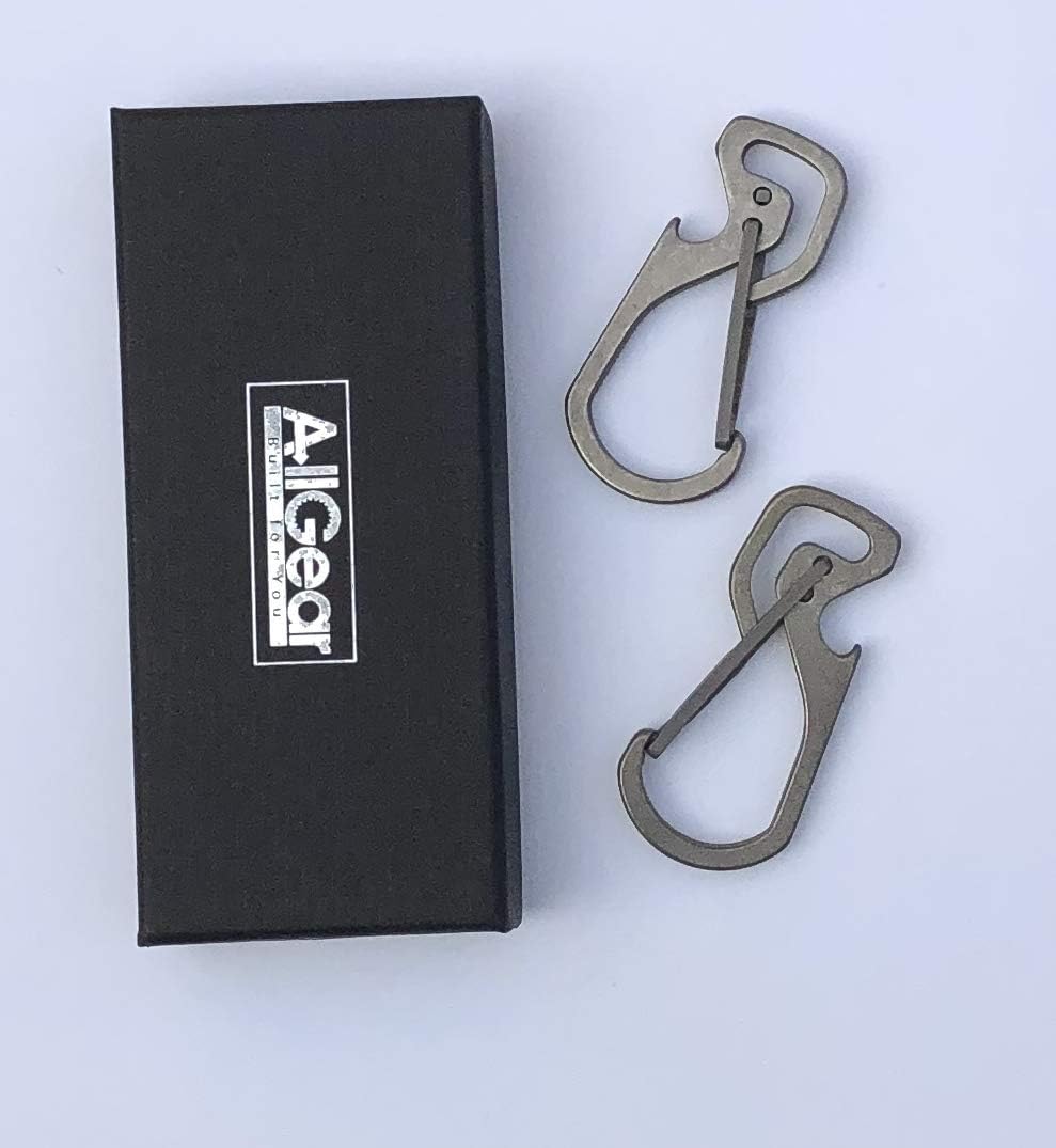 Titanium Carabiner Key Chain Holder, bottle opener with Quick Release Multi-tool, 2 pack