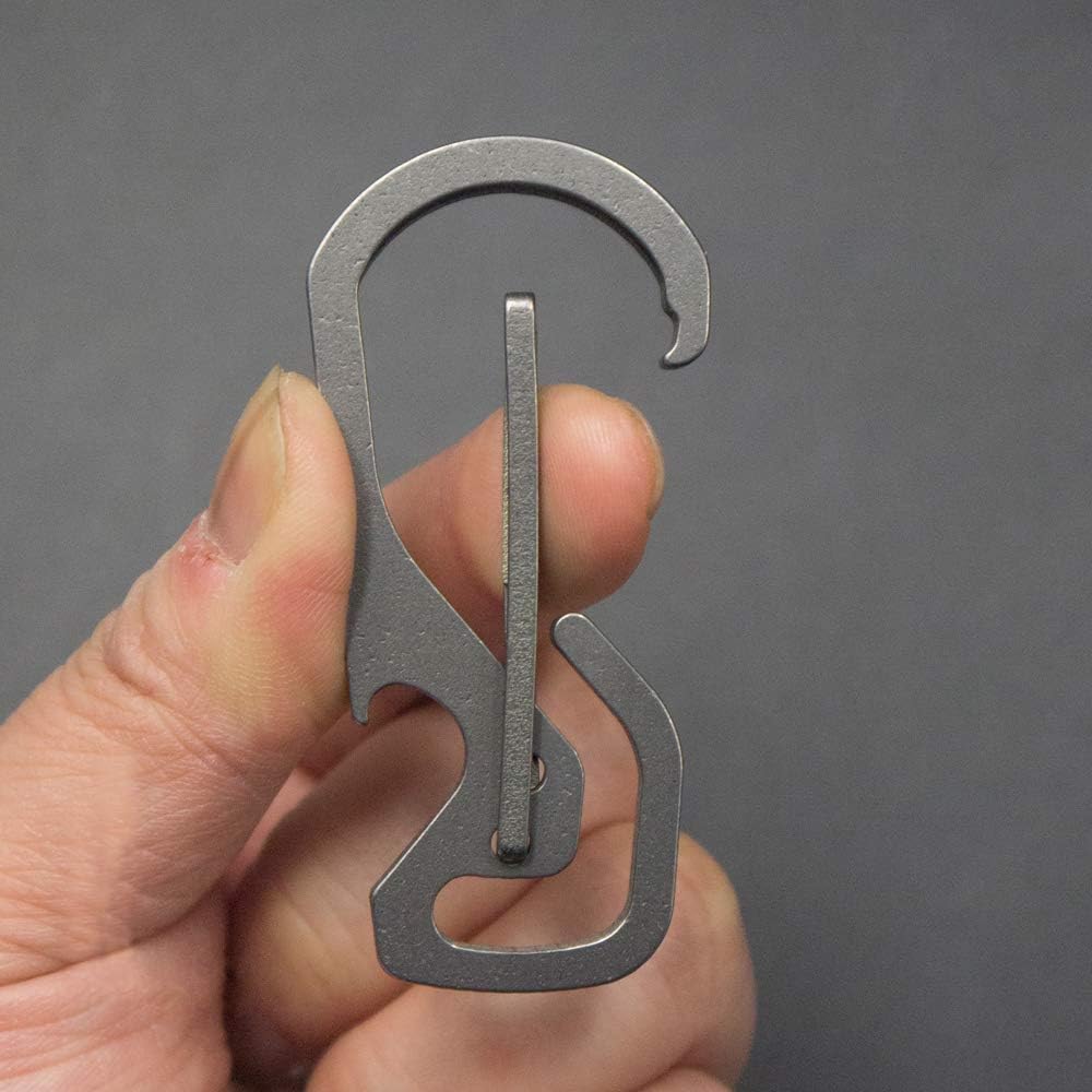 Titanium Carabiner Key Chain Holder, bottle opener with Quick Release Multi-tool, 2 pack