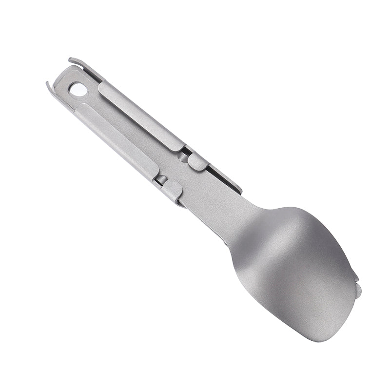 Titanium multi camping tool cutlery set 4 in 1 with Spork, knife, bottle opener, dinner ware,