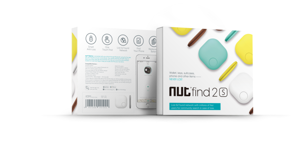 Classic Design Nut Find2S Smart Tracker - White - NutFind